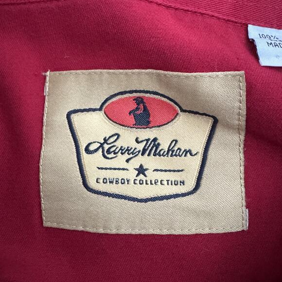 Larry Mahan Shirt Mens XL Red Western Pearl Snap Cowboy Collection Piping Yoke - Picture 7 of 12